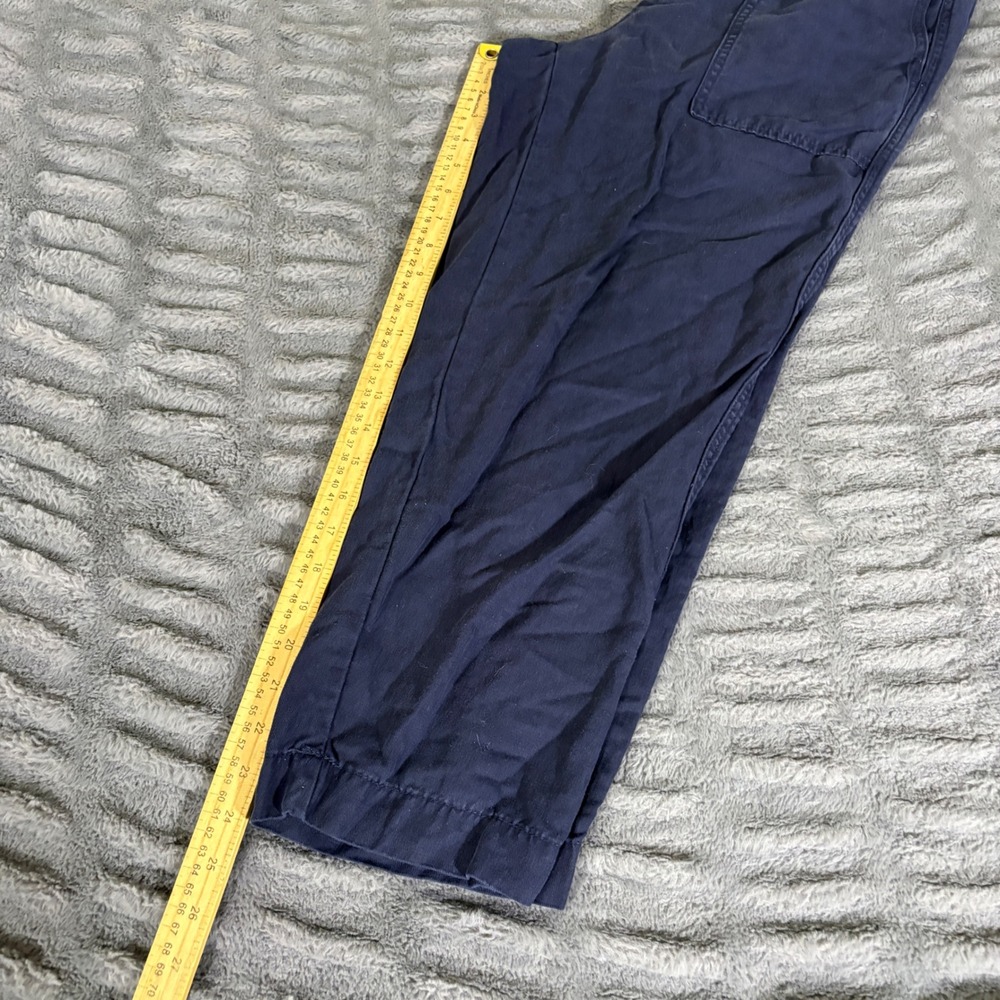 Banana Republic Navy Blue Linen Lyocell Blend Pull On Cropped Pants Womens M - Picture 6 of 7